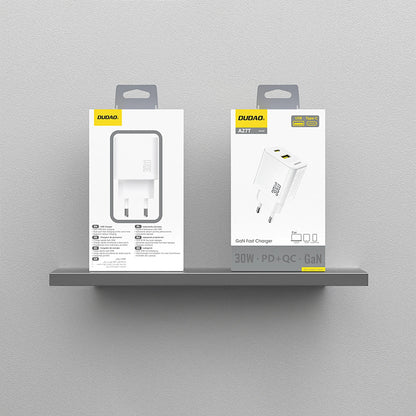 Nätadapter Dudao A27TEU, 30W, 3A, 1 x USB-A - 1 x USB-C, Vit