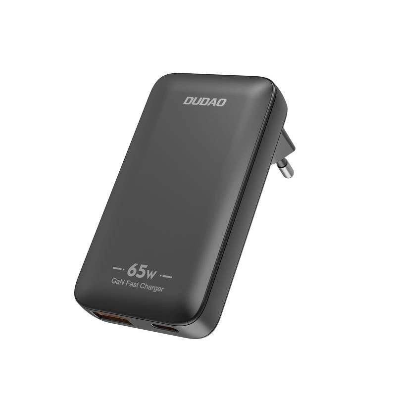 Dudao A65Q Travel Nätverksladdare, 65W, 3.25A, 1 x USB-A - 1 x USB-C, Svart