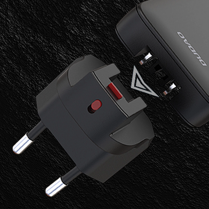 Dudao A65Q Travel Nätverksladdare, 65W, 3.25A, 1 x USB-A - 1 x USB-C, Svart