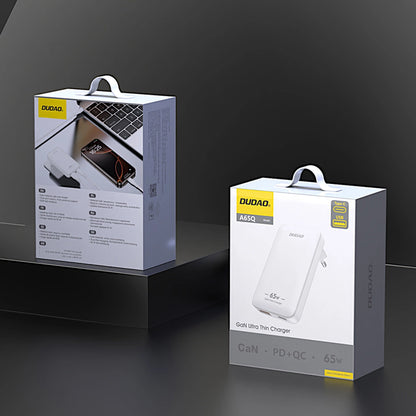 Nätverksladdare Dudao A65Q Travel, 65W, 3.25A, 1 x USB-A - 1 x USB-C, Vit