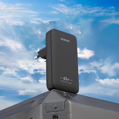 Dudao A65Q Travel Nätverksladdare, 65W, 3.25A, 1 x USB-A - 1 x USB-C, Svart
