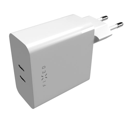 Fixed nätverksladdare, 65W, 3.25A, 2 x USB-C, Vit