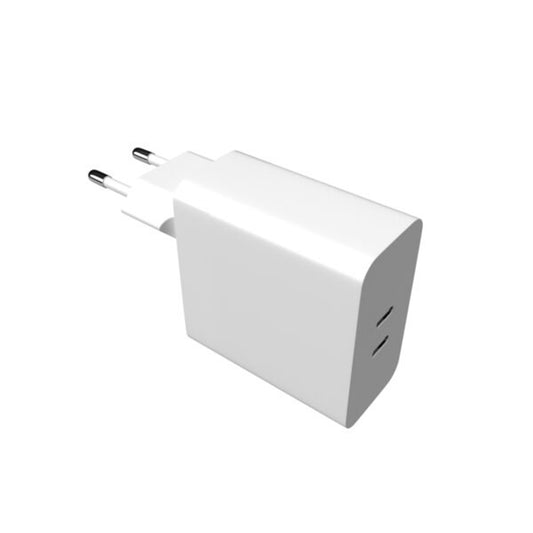 Fixed nätverksladdare, 65W, 3.25A, 2 x USB-C, Vit