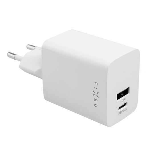 Nätverksladdare Fixed Mini, 45W, 3A, 1 x USB-A - 1 x USB-C, Vit