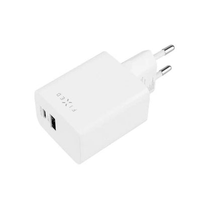 Nätverksladdare Fixed Mini, 45W, 3A, 1 x USB-A - 1 x USB-C, Vit