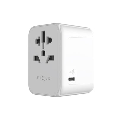 Nätadapter Fixed Travel, 30W, 3A, 2 x USB-A - 1 x USB-C, Vit