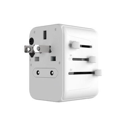 Nätadapter Fixed Travel, 30W, 3A, 2 x USB-A - 1 x USB-C, Vit