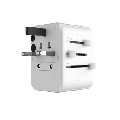 Nätadapter Fixed Travel, 30W, 3A, 2 x USB-A - 1 x USB-C, Vit