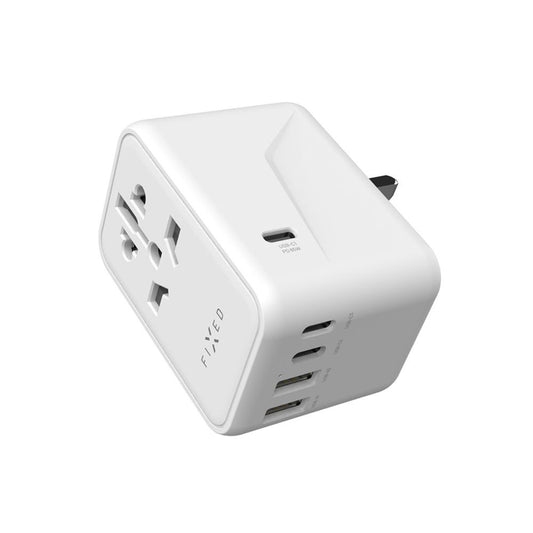 Nätverksladdare Fixed Travel, 65W, 3.25A, 2 x USB-A - 3 x USB-C, Vit