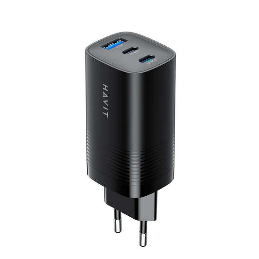Nätverksladdare HAVIT UC20, 65W, 3A, 1 x USB-A - 2 x USB-C, Svart