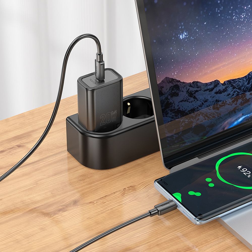 Nätverksladdare HOCO N60, 20W, 3A, 1 x USB-C, Svart