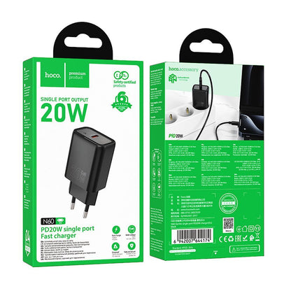 Nätverksladdare HOCO N60, 20W, 3A, 1 x USB-C, Svart