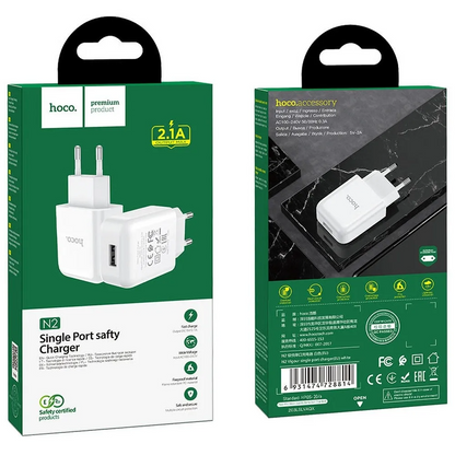 Nätadapter HOCO N2, 10W, 2A, 1 x USB-A, Vit