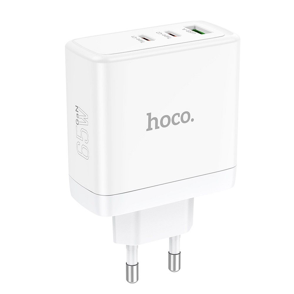 Nätverksladdare HOCO N30, 65W, 3.25A, 1 x USB-A - 2 x USB-C, Vit