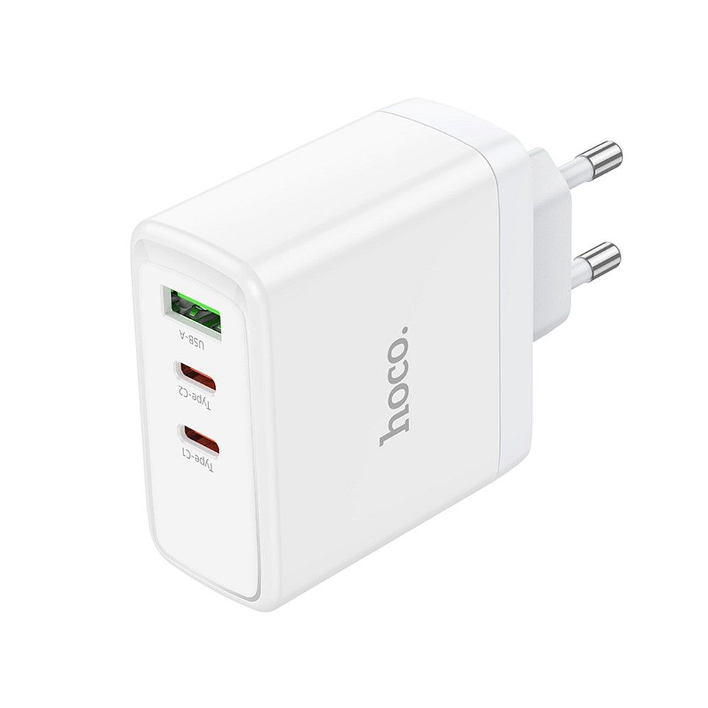 Nätverksladdare HOCO N30, 65W, 3.25A, 1 x USB-A - 2 x USB-C, Vit