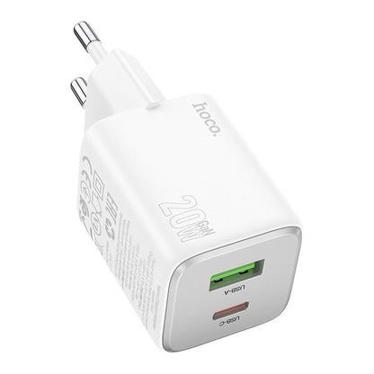 Nätverksladdare HOCO N41, 20W, 3A, 1 x USB-A - 1 x USB-C, Vit