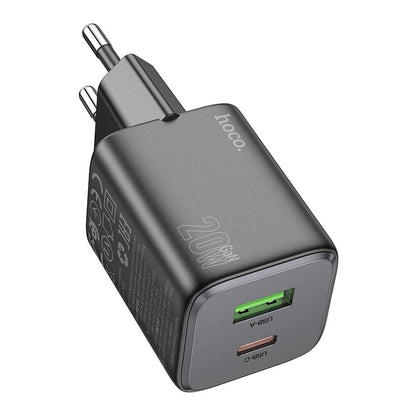 Nätverksladdare HOCO N41, 20W, 3A, 1 x USB-A - 1 x USB-C, Svart