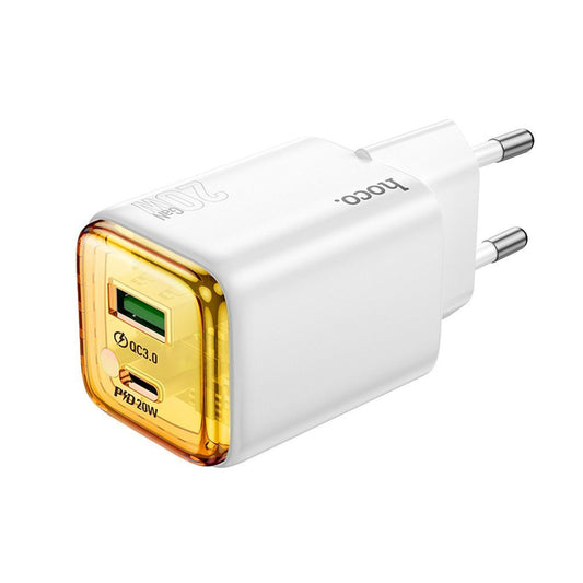 Nätverksladdare HOCO N52, 20W, 3A, 1 x USB-A - 1 x USB-C, Vit