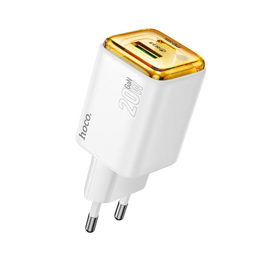 Nätverksladdare HOCO N52, 20W, 3A, 1 x USB-A - 1 x USB-C, Vit