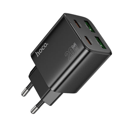 Nätverksladdare HOCO N55, 20W, 3A, 2 x USB-A - 2 x USB-C, Svart