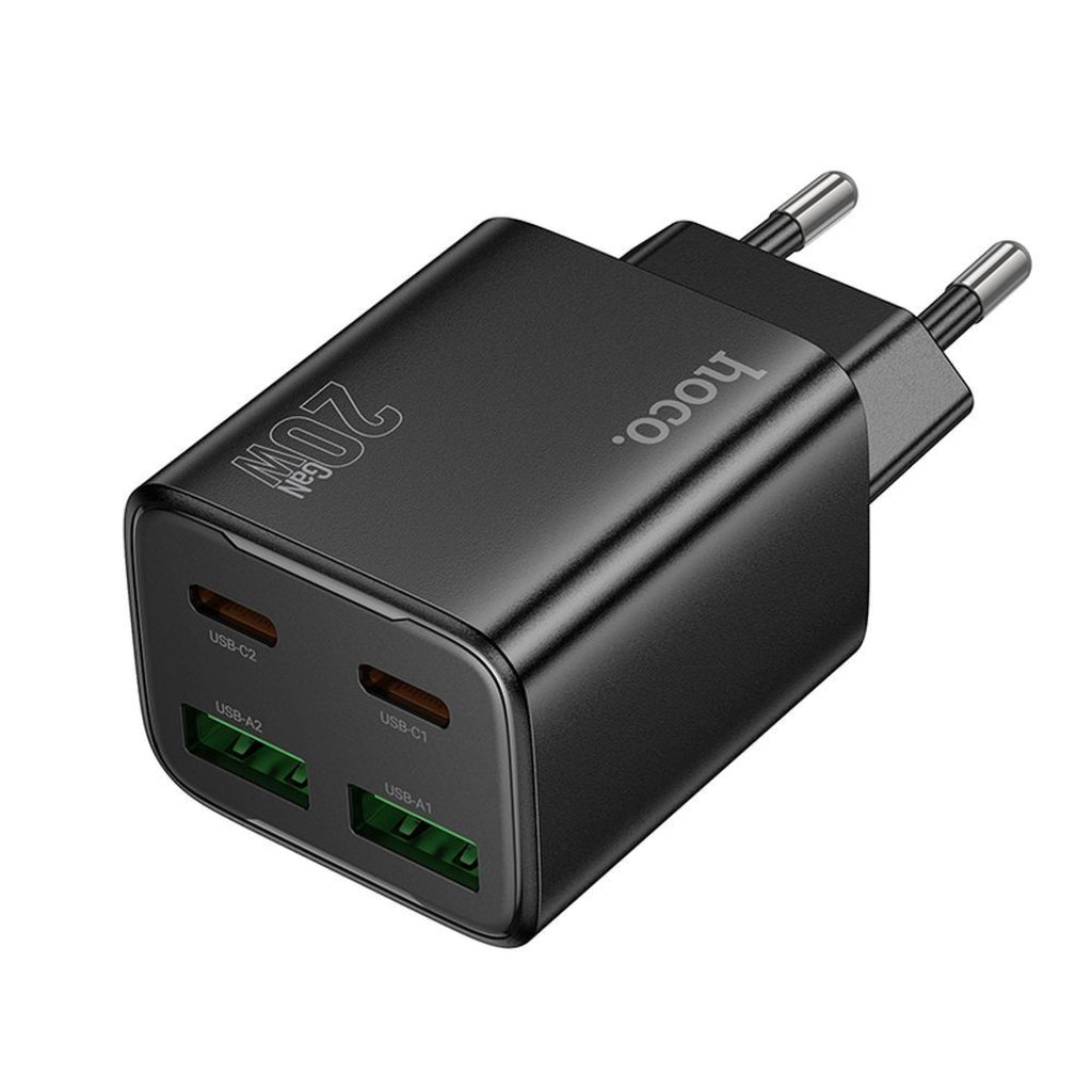 Nätverksladdare HOCO N55, 20W, 3A, 2 x USB-A - 2 x USB-C, Svart