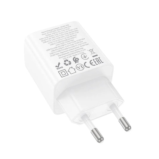 Nätverksladdare HOCO N56, 30W, 3A, 2 x USB-A - 2 x USB-C, Vit