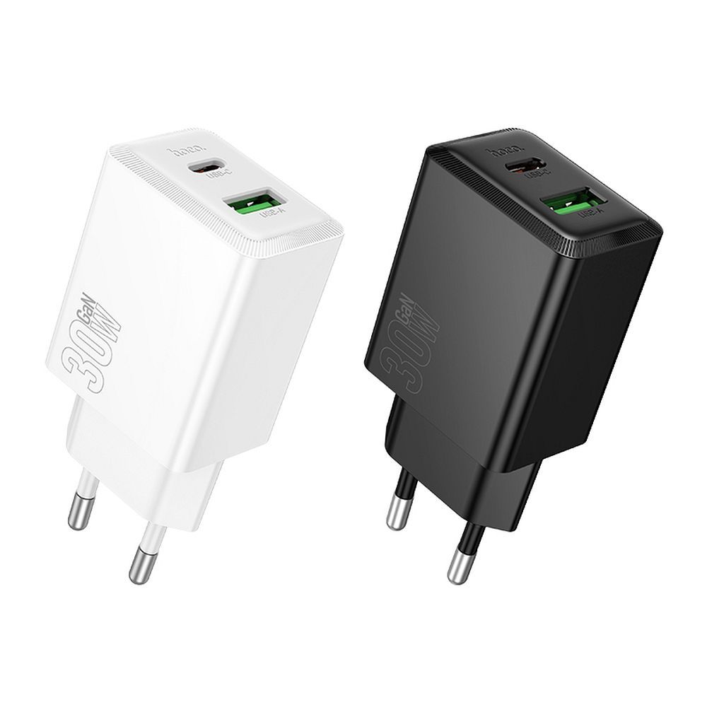 Nätverksladdare HOCO N71, 30W, 3A, 1 x USB-A - 1 x USB-C, Vit