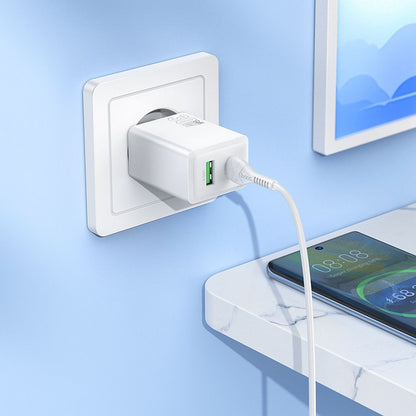Nätverksladdare HOCO N71, 30W, 3A, 1 x USB-A - 1 x USB-C, Vit