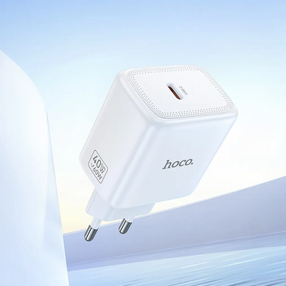 Nätadapter HOCO N83, 40W, 3A, 1 x USB-C, Vit