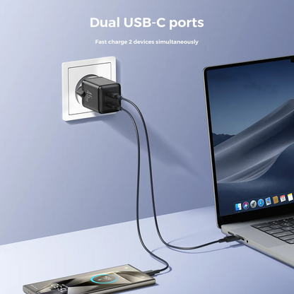 Nätverksladdare Joyroom JR-TCG17, 45W, 3A, 2 x USB-C, Svart