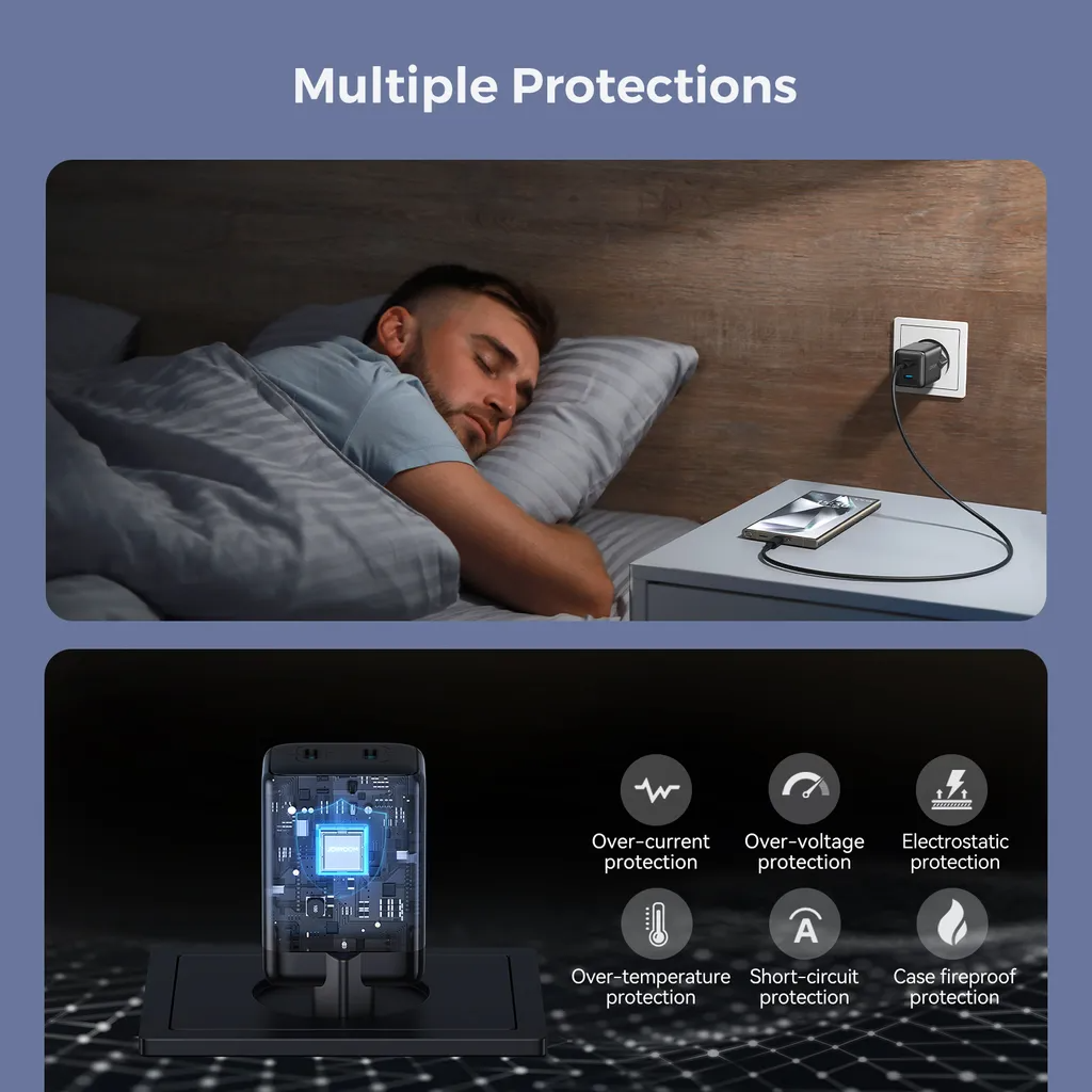 Nätverksladdare Joyroom JR-TCG17, 45W, 3A, 2 x USB-C, Svart