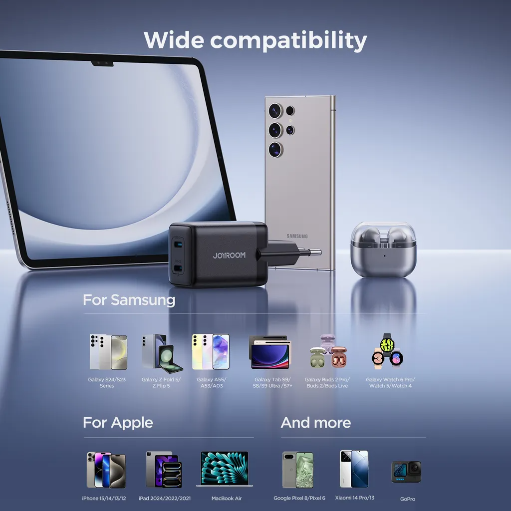 Nätverksladdare Joyroom JR-TCG17, 45W, 3A, 2 x USB-C, Svart
