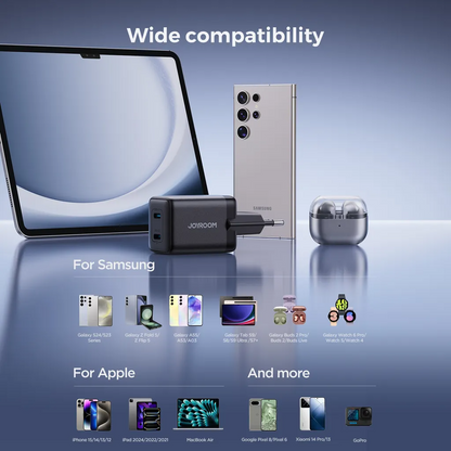 Nätverksladdare Joyroom JR-TCG17, 45W, 3A, 2 x USB-C, Svart
