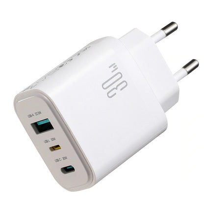 Joyroom JR-TG6 nätadapter, 30W, 3A, 1 x Lightning - 1 x USB-A - 1 x USB-C, Vit