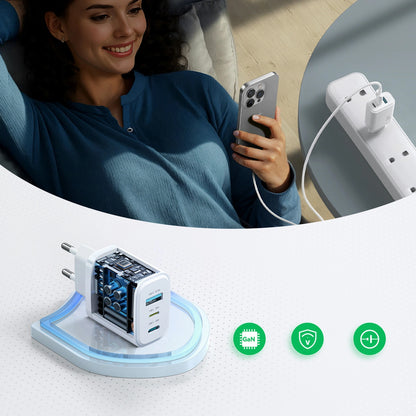 Joyroom JR-TG6 nätadapter, 30W, 3A, 1 x Lightning - 1 x USB-A - 1 x USB-C, Vit