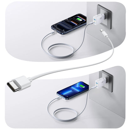 Joyroom JR-TG6 nätadapter, 30W, 3A, 1 x Lightning - 1 x USB-A - 1 x USB-C, Vit