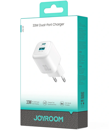Nätadapter Joyroom JR-TG7, 33W, 3A, 1 x USB-A - 1 x USB-C, Vit