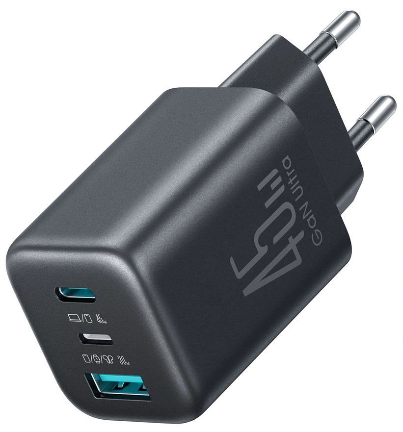 Nätadapter Joyroom JR-TO1, 45W, 3A, 1 x Lightning - 1 x USB-A - 1 x USB-C, Svart