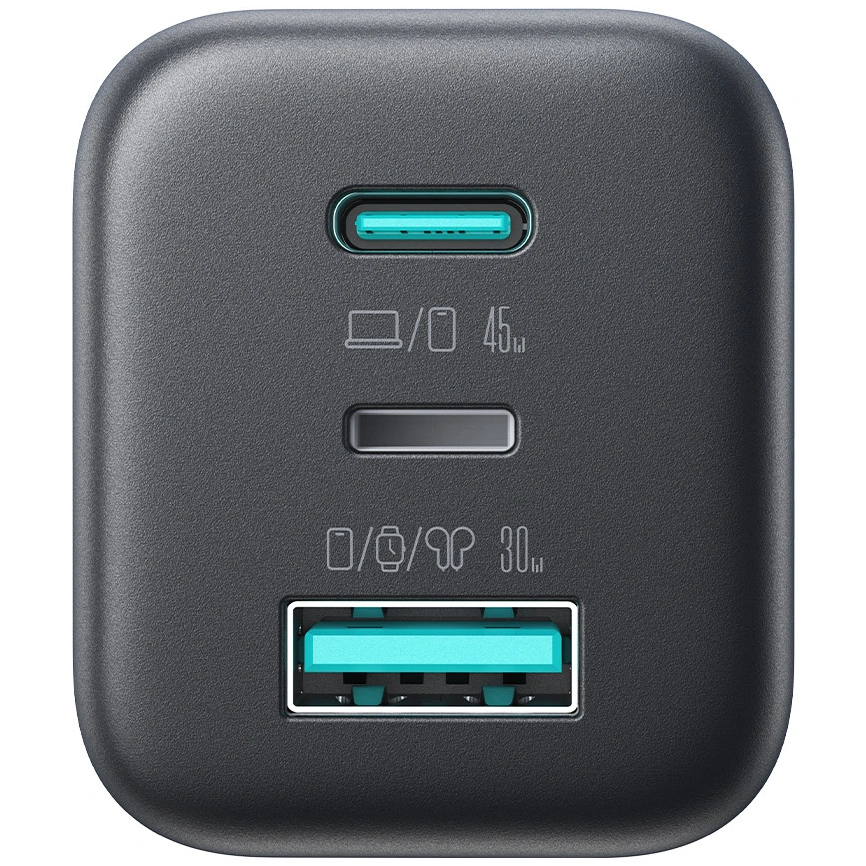 Nätadapter Joyroom JR-TO1, 45W, 3A, 1 x Lightning - 1 x USB-A - 1 x USB-C, Svart