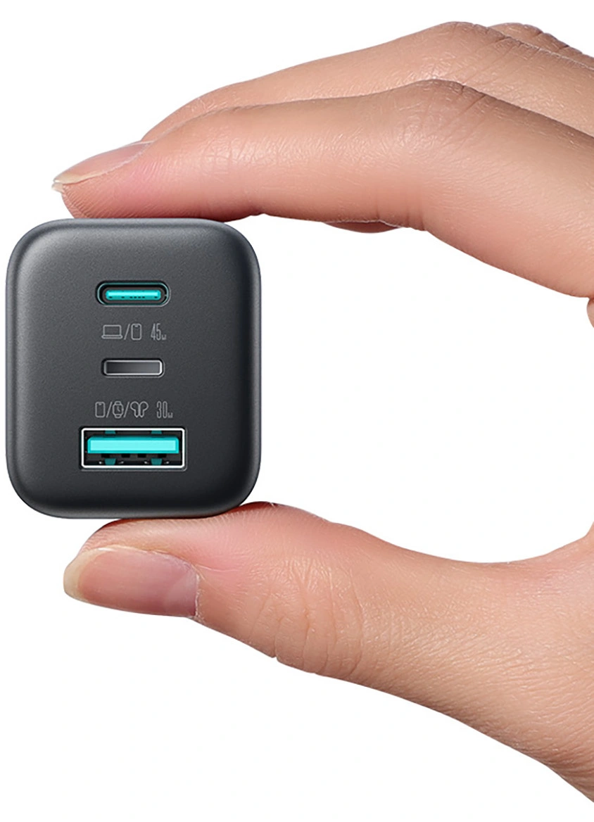 Nätadapter Joyroom JR-TO1, 45W, 3A, 1 x Lightning - 1 x USB-A - 1 x USB-C, Svart