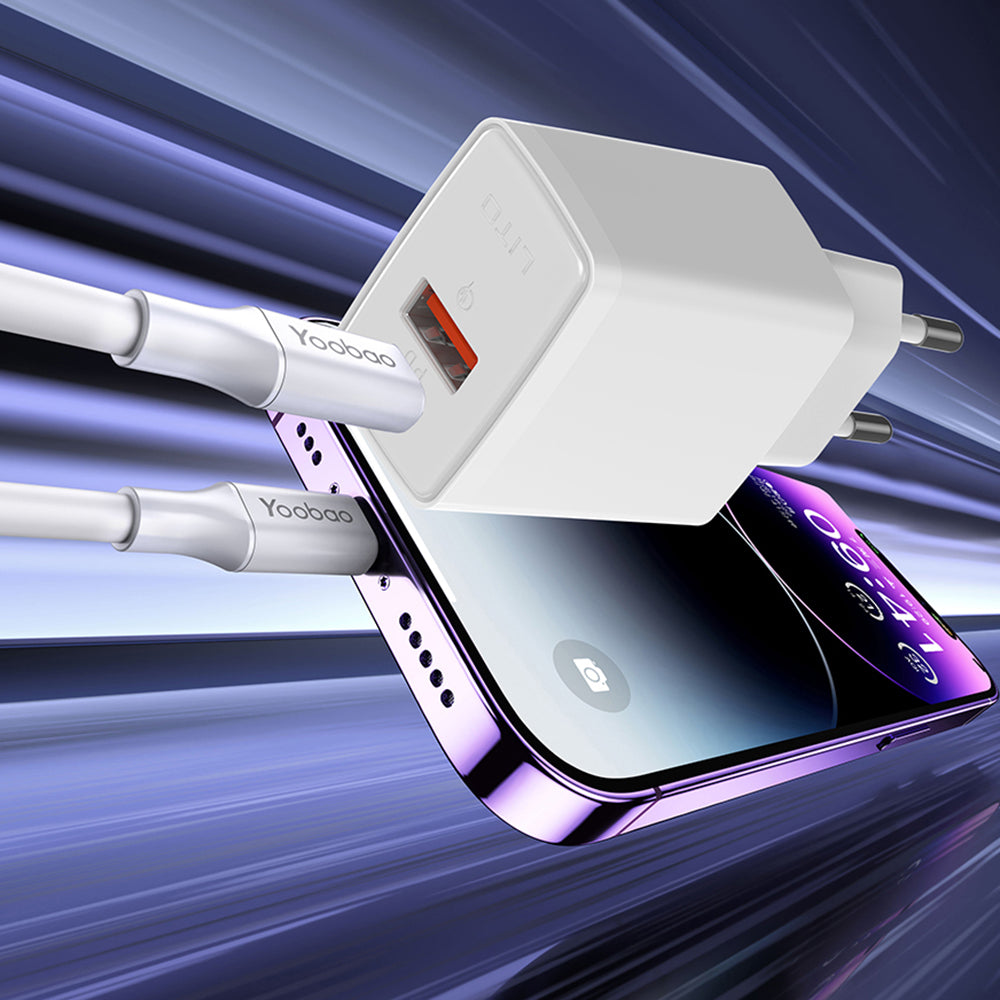 Nätverksladdare Lito LC09, 20W, 3A, 1 x USB-A - 1 x USB-C, Vit