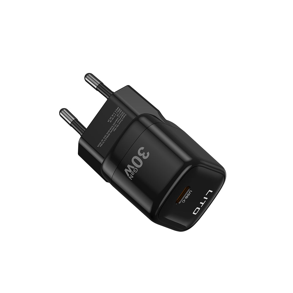 Nätverksladdare Lito LC11, 30W, 3A, 1 x USB-C, Svart