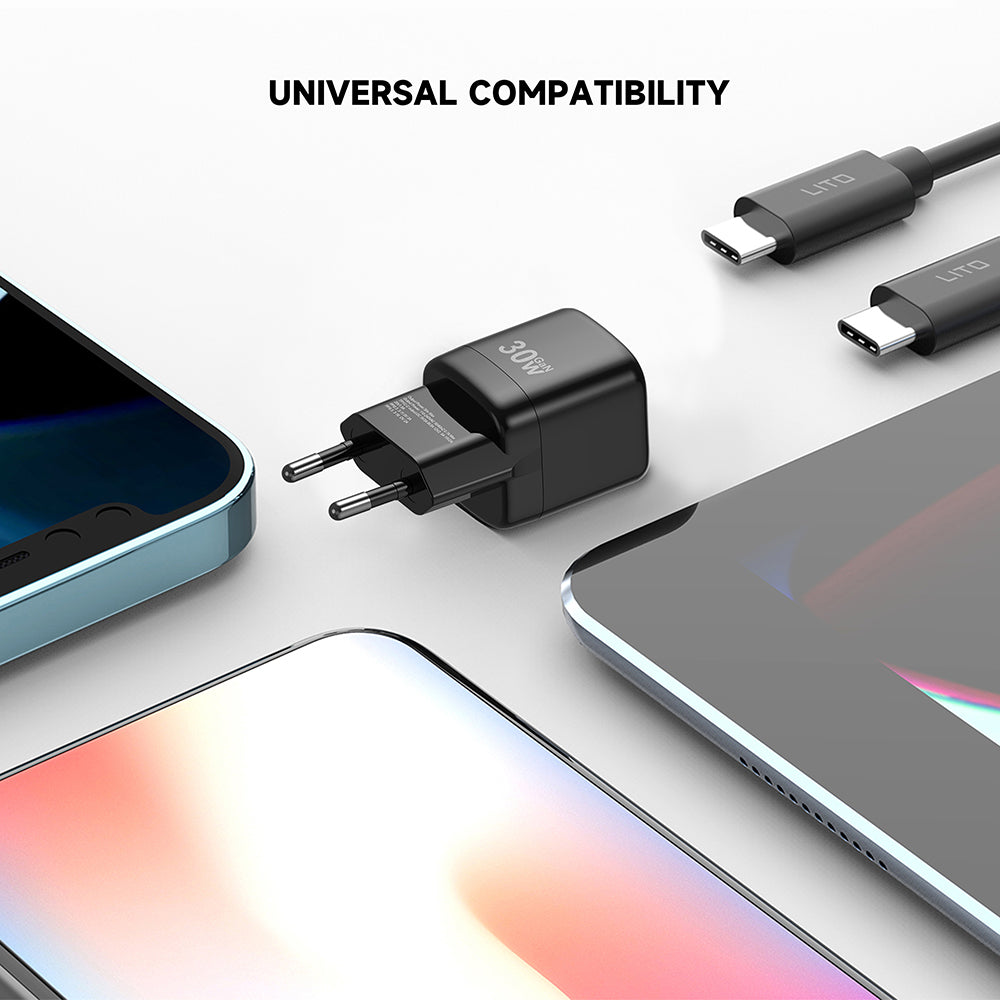 Nätverksladdare Lito LC11, 30W, 3A, 1 x USB-C, Svart