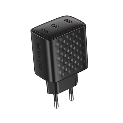 Nätverksladdare Lito LC22, 45W, 3A, 2 x USB-C, Svart