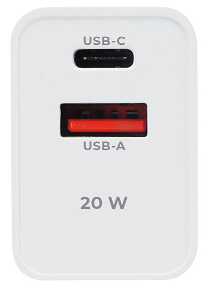 Nätverksladdare MaXlife MXTC-13-20AC, 20W, 3A, 1 x USB-A - 1 x USB-C, Vit