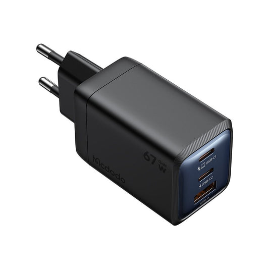 McDodo CH-0970 Gana Mini nätverksladdare, 67W, 3A, 1 x USB-A - 2 x USB-C, Svart