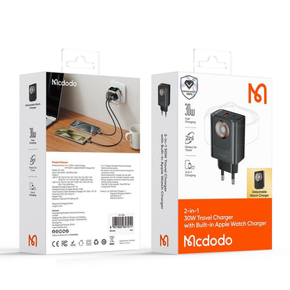 Nätverksladdare McDodo CH-3700 Companion, 30W, 3A, 1 x USB-A - 1 x USB-C, Svart