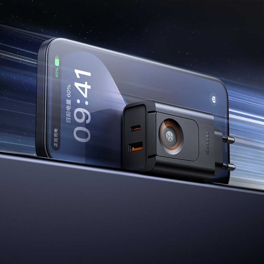 Nätverksladdare McDodo CH-3700 Companion, 30W, 3A, 1 x USB-A - 1 x USB-C, Svart