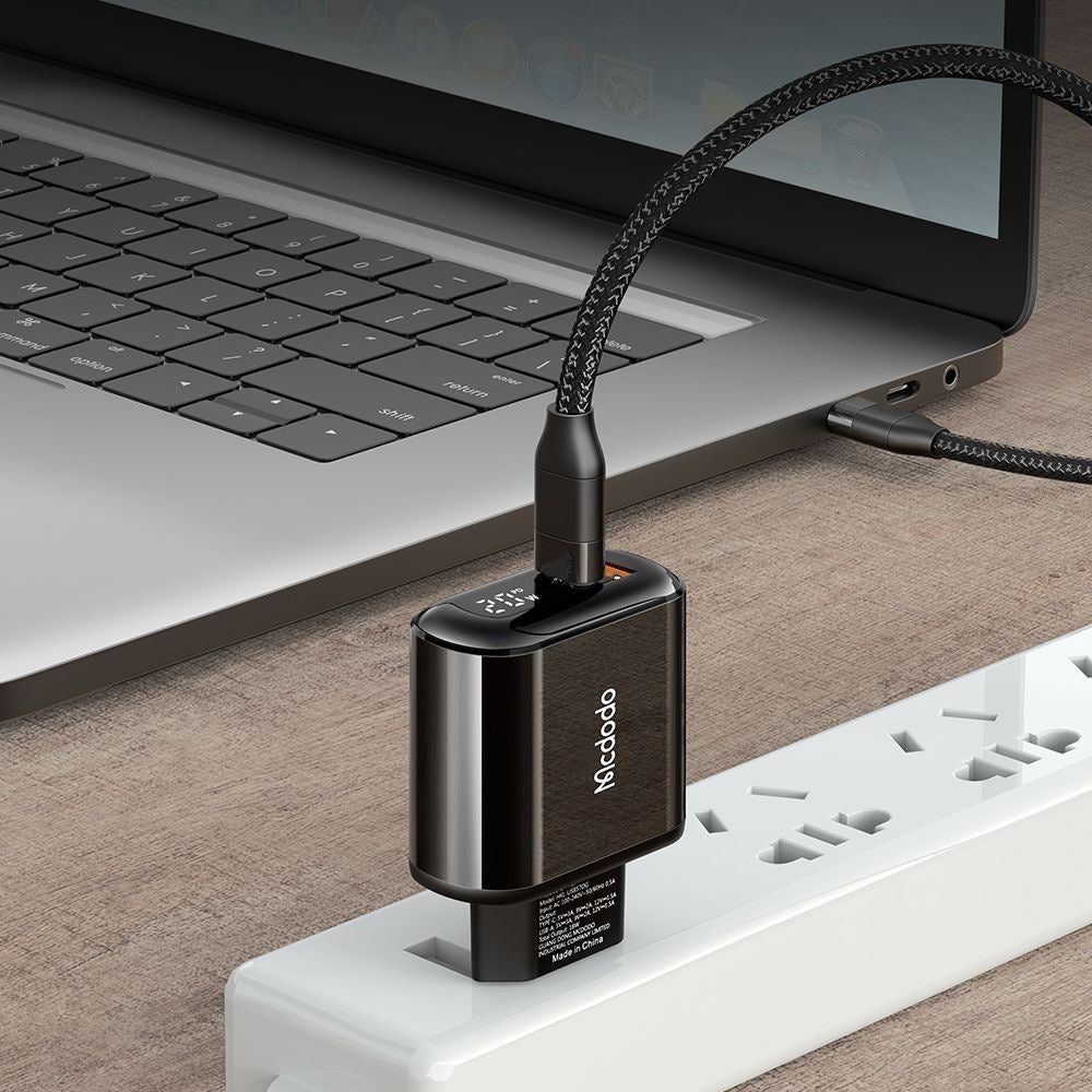 McDodo CH-7170 Chocolate Display Nätverksladdare, 20W, 3A, 1 x USB-A - 1 x USB-C, Svart