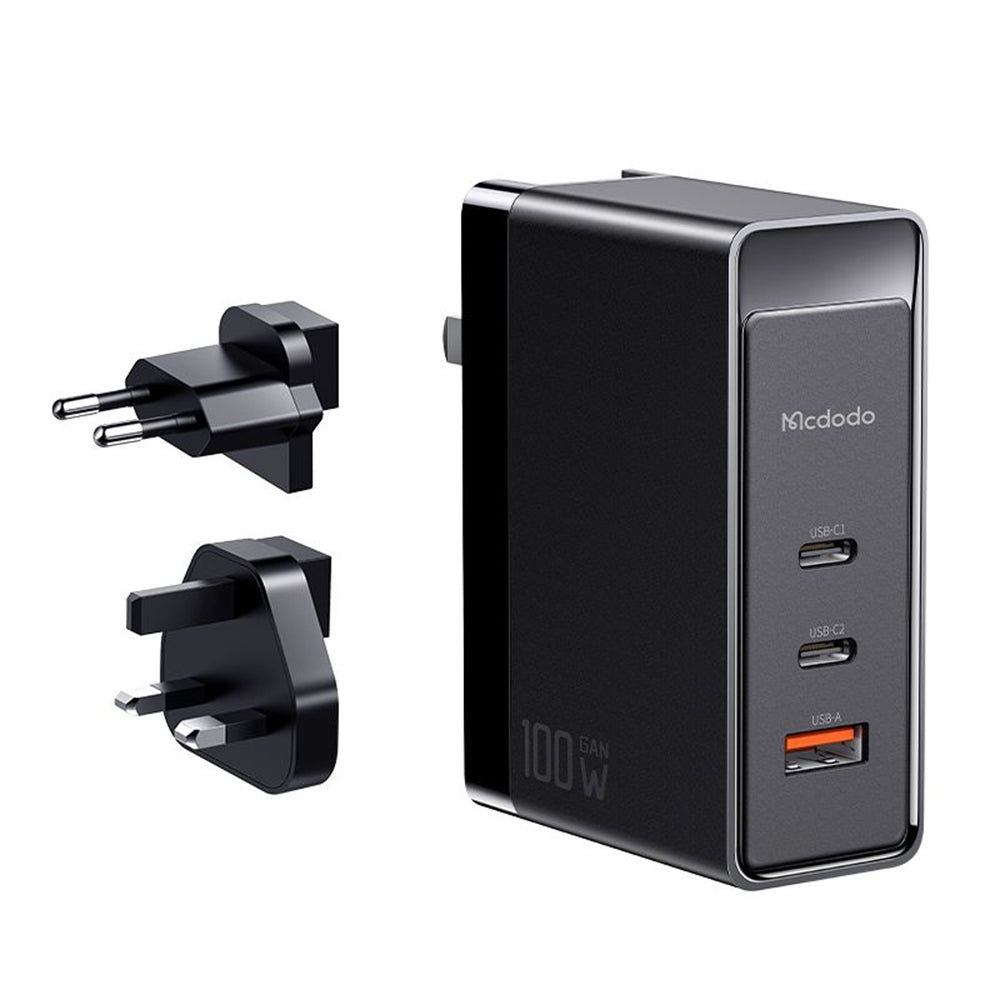 McDodo CH-8101 Pro Nuc AR Power Travel Nätverksladdare, 100W, 5A, 1 x USB-A - 2 x USB-C, Svart